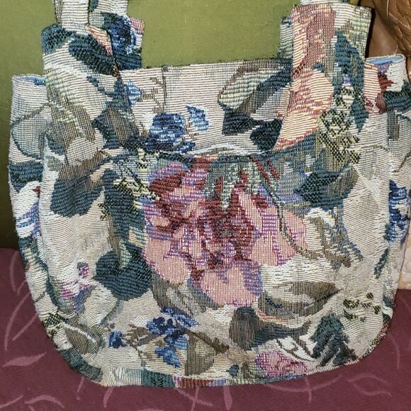 VNTG 80's Floral Canvas Shoulder Bag - Picture 9 of 9